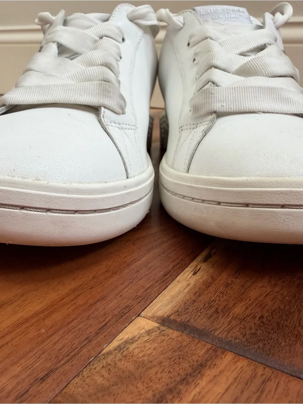 kate spade White Leather Sneakers with Silver Star Accent